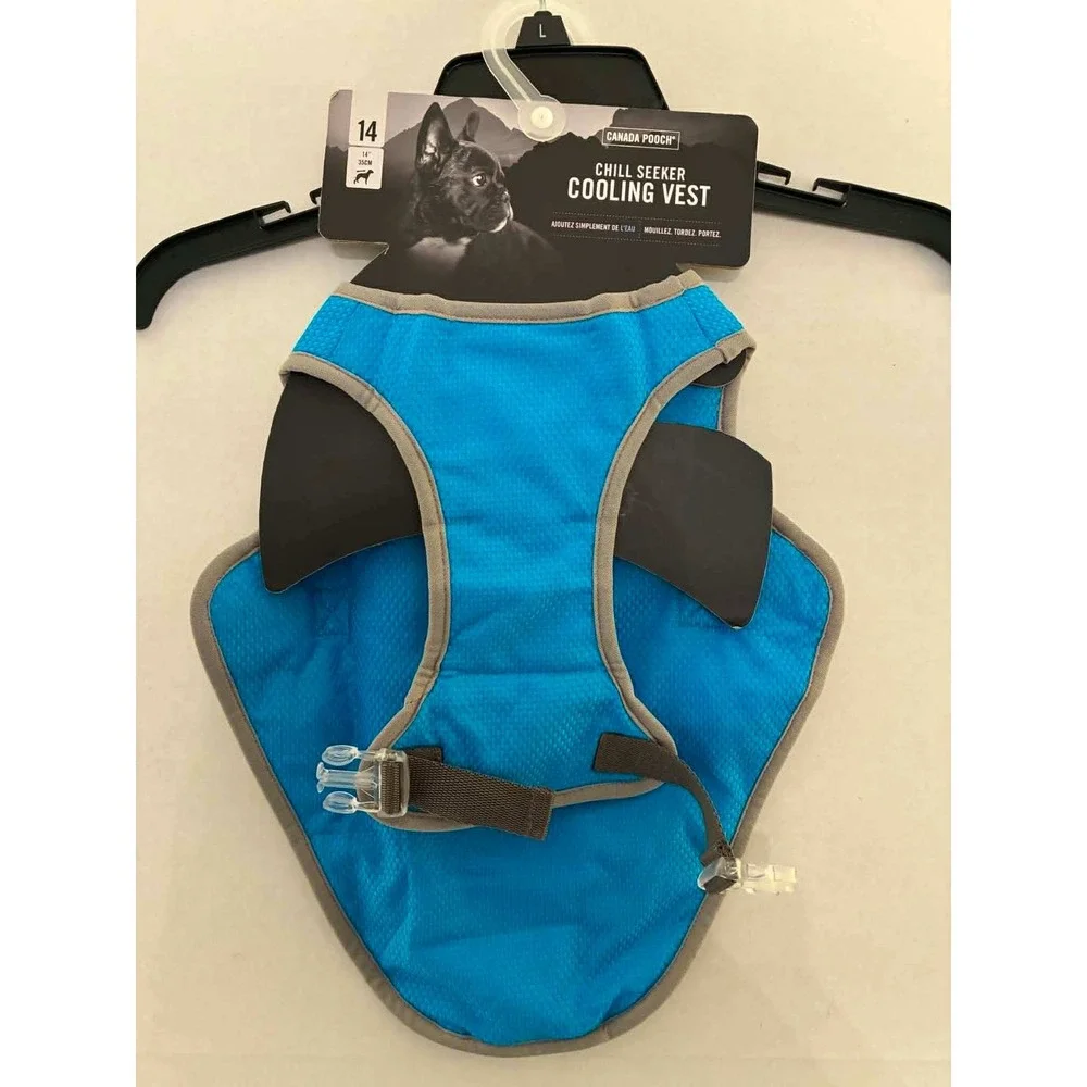 Canada Pooch Chill Seeker Cooling Vest Dog Size 14 Blue Evaporative‎ Mesh Summer